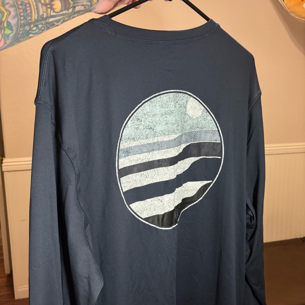 XL New with Tags Hang Ten Men's Long-Sleeve Crew Tee - Dark Blue - Picture 2 of 6